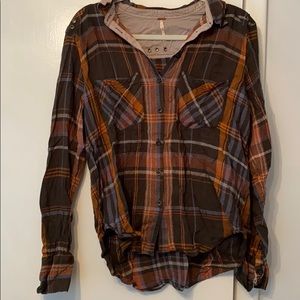 Free People Plaid Button Down
